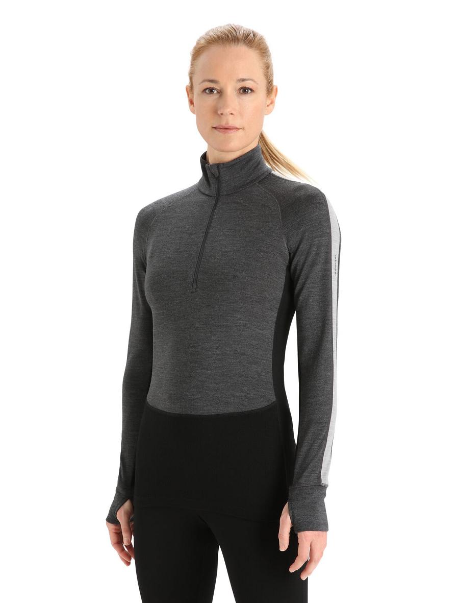 Jet Heather / Black Icebreaker 260 ZoneKnit™ Merino Long Sleeve Half Zip Women\'s Base Layers | AU 1880TCEV